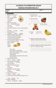 download soal bahasa inggris kelas 2 sd semester 2 kurikulum2013