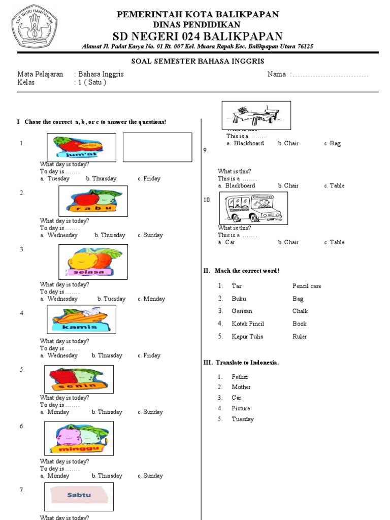 Contoh Soal Uts Bahasa Inggris Kelas 9 Semester 1 - Piffle me
