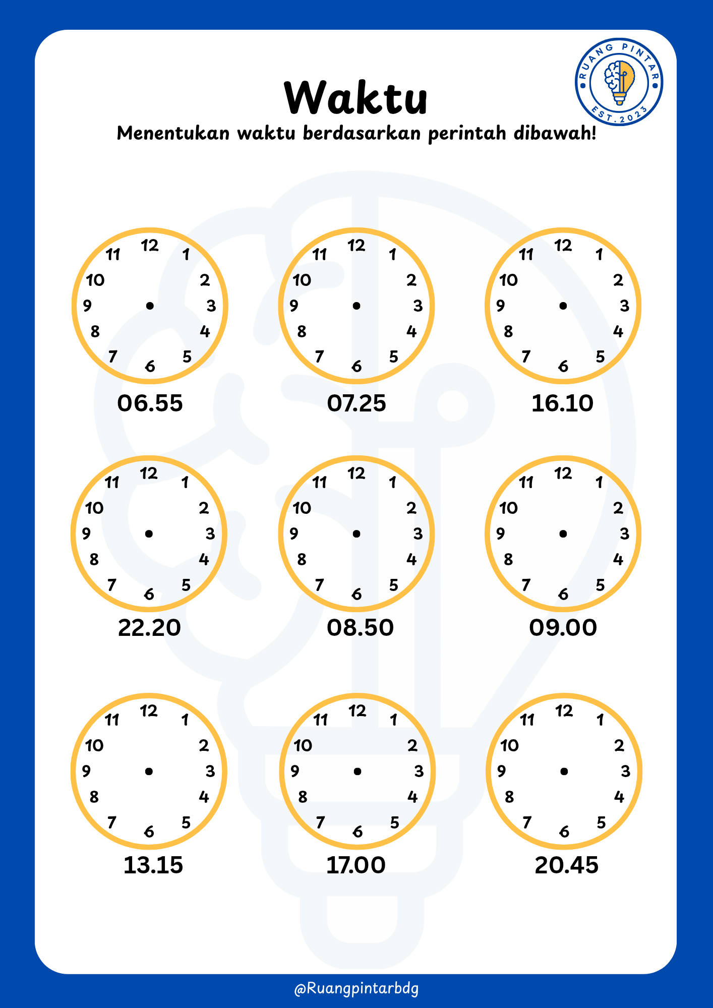Latihan soal waktu kelas 2 SD Matematika sd kelas 2 sd