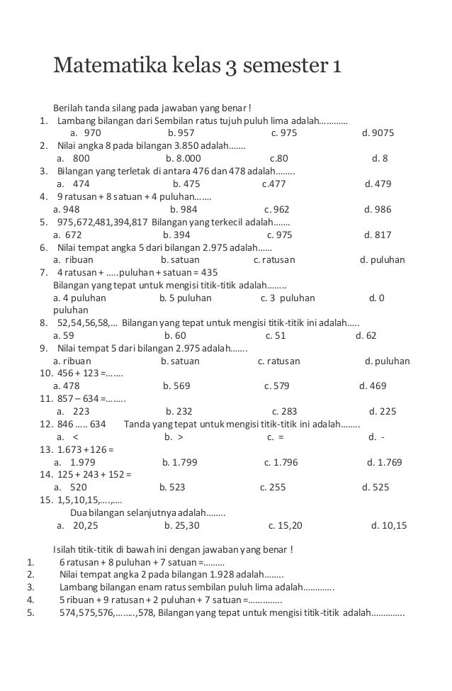 Soal Matematika Kelas 1 Tema 1 Dalchaebi