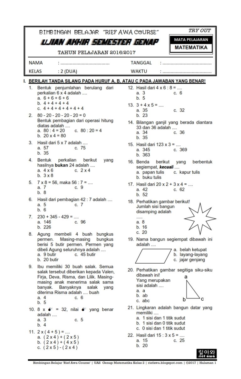 Rahasia Lulus Ujian dengan 50 Soal Matematika Kelas 4 Semester 2 dan Kunci Jawaban Lengkap