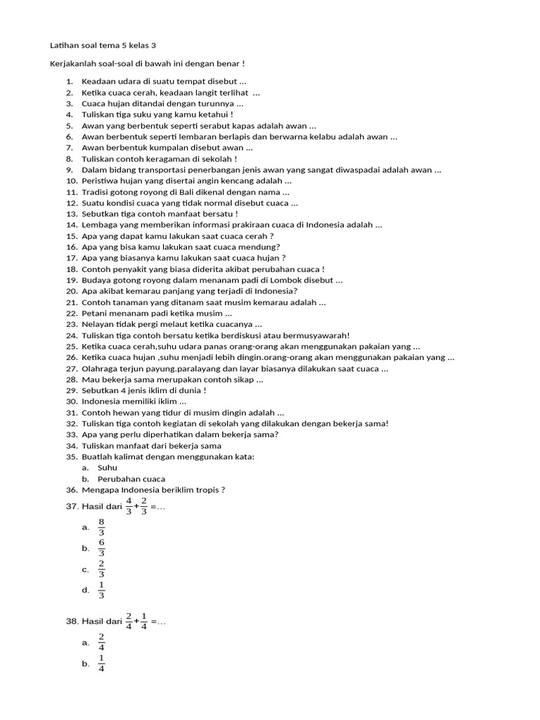 3 Fakta Penting Soal Tema 5 Kelas 3 PDF yang Wajib Tahu Guru dan Orang Tua 3 Fakta Penting Soal Tema 5 Kelas 3 PDF yang Wajib Tahu Guru dan Orang Tua