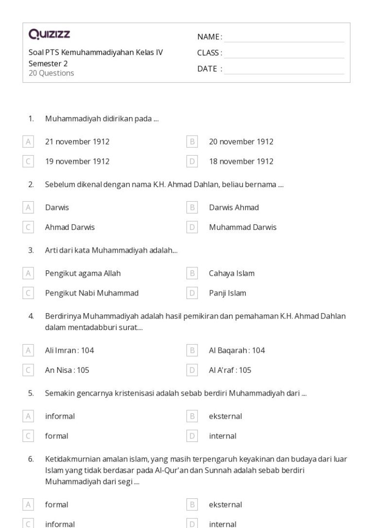 5 Soal Kemuhammadiyahan Kelas 3 Semester 2 yang Sering Muncul di Ujian 2026, Wajib Tahu