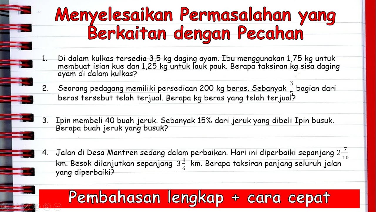 Menaklukkan Pecahan dalam Kehidupan Sehari-hari Panduan Soal Cerita