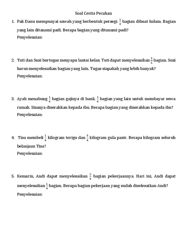 5 Cara Seru Belajar Contoh Soal Cerita Pecahan Kelas 3 SD yang Jarang Diketahui
