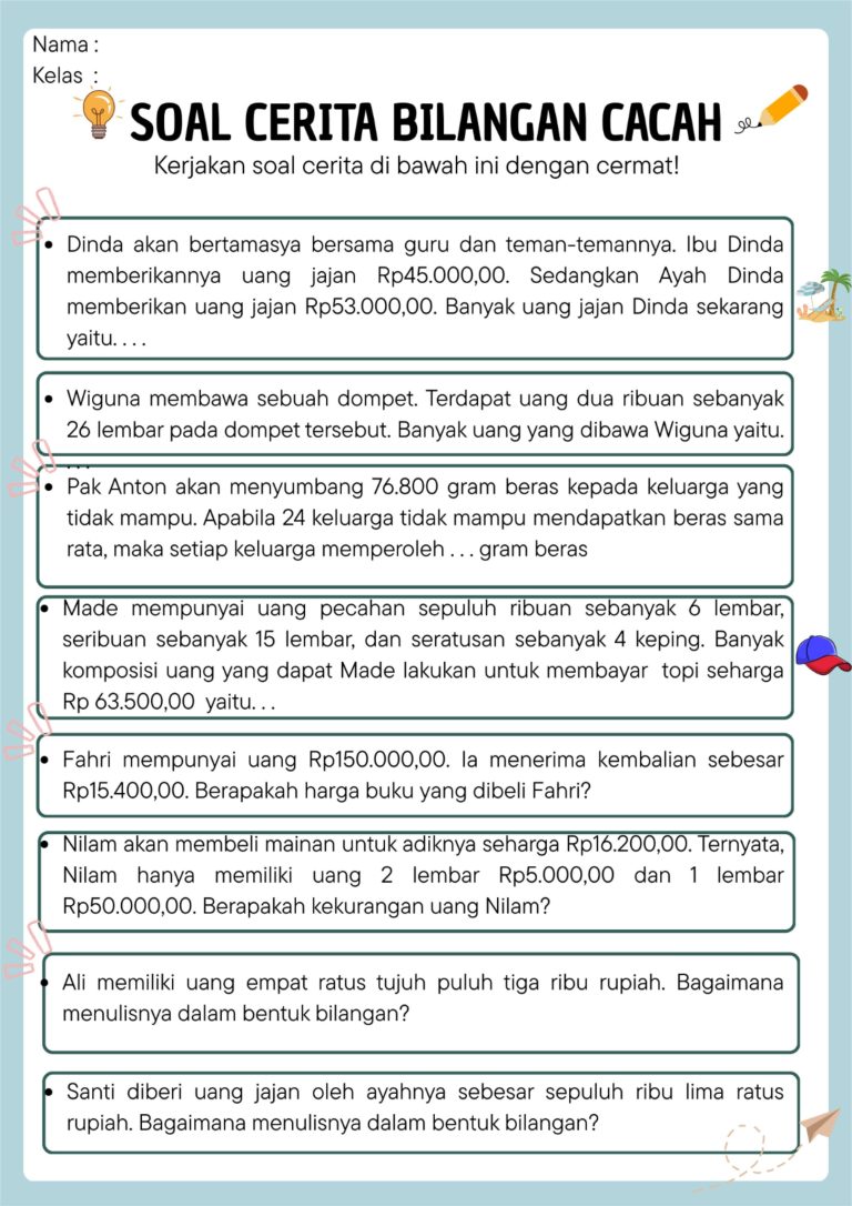 5 Contoh Soal Cerita Bilangan Cacah Kelas 3 SD Semester 1 yang Wajib Dikuasai agar Anak Tak Kesulitan