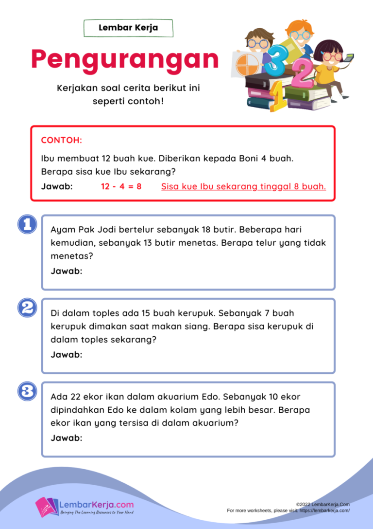 5 Contoh Soal Cerita Pengurangan Pecahan Kelas 3 SD yang Wajib Dicoba Anak Agar Jago Hitung