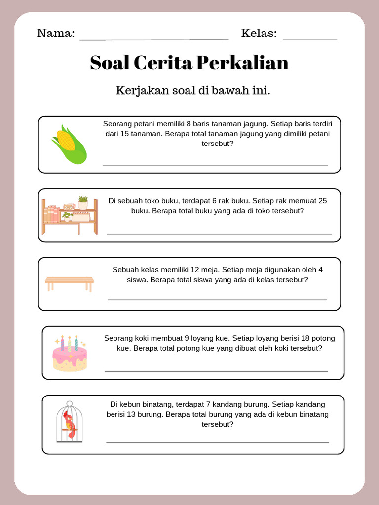 Soal Cerita Perkalian untuk Siswa SD PDF