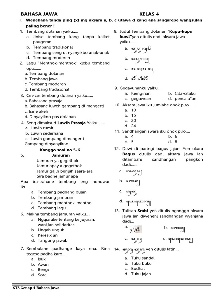 STS Kelas 4 Tembang Dolanan Bahasa Jawa PDF