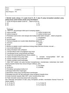 Soal PAI Kelas IV Toleransi dan Ibadah PDF