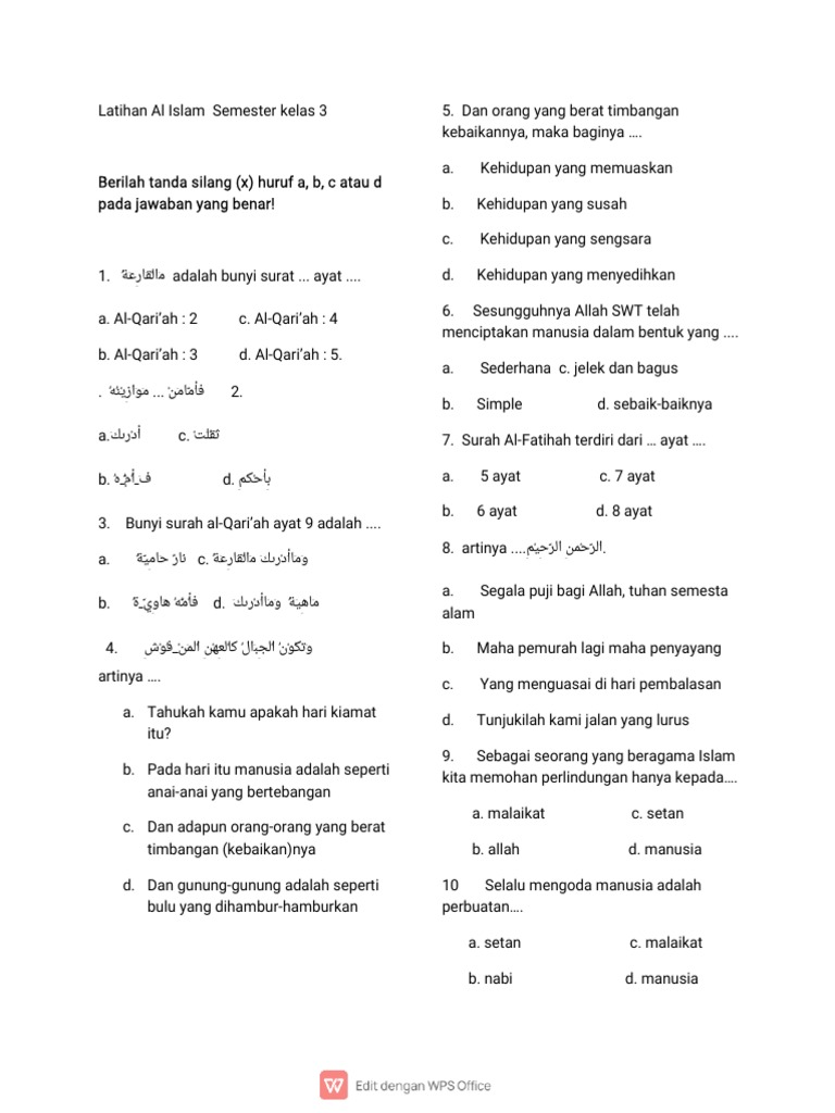 7 Rahasia Latian Soal Agama Islam Lun Kelas 3 SMA yang Membuat Nilai PTS Meningkat Sekarang