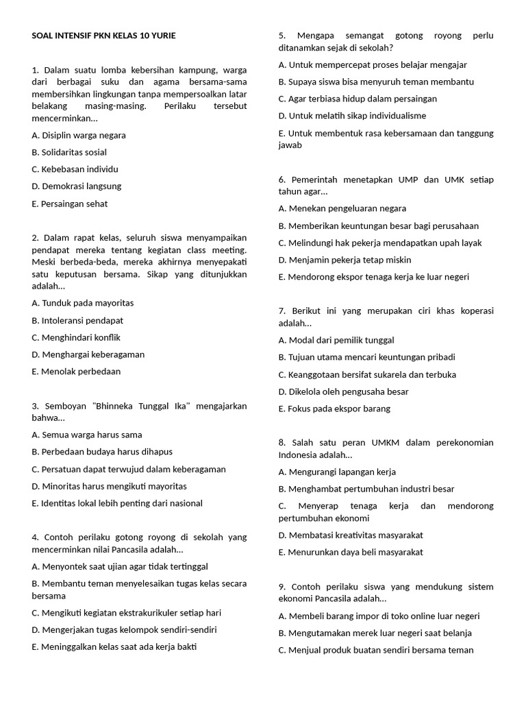 10 Contoh Soal dan Jawaban PKN Kelas 10 Bab 1 yang Wajib Kamu Kuasai Sebelum Ulangan 2026 10 Contoh Soal dan Jawaban PKN Kelas 10 Bab 1 yang Wajib Kamu Kuasai Sebelum Ulangan 2026